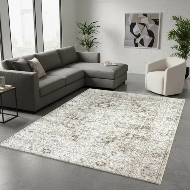 TapisTrend Oosters tapijt Beige 80x150 cm Vintage met gepatineerd medaillon voor woonkamer, slaapkamer en eetkamer