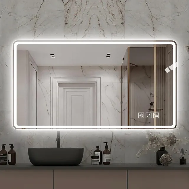 MODENUIT Spiegel LED Badkamerspiegel 60 x 100 cm – Rahmenlos – Glas – Silver – Wandspiegel met Anti Condens en 3 Lichtkleuren