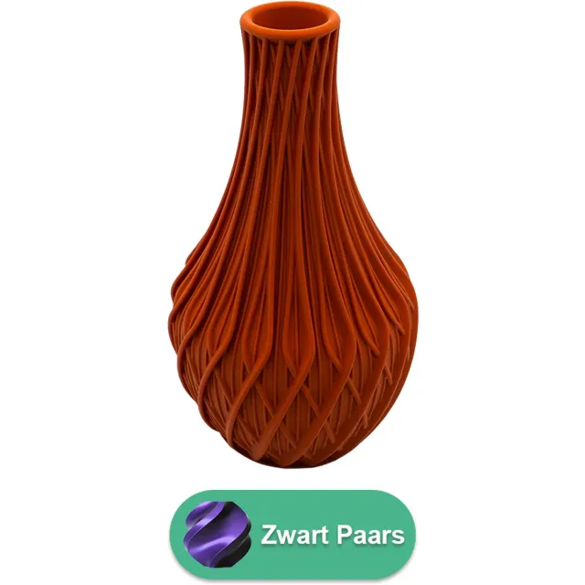 Lovora Miroa design vaas – Decoratieve vaas - Zwart / Paars - 3d geprinte vaas – geschikt voor droogbloemen - 20CM