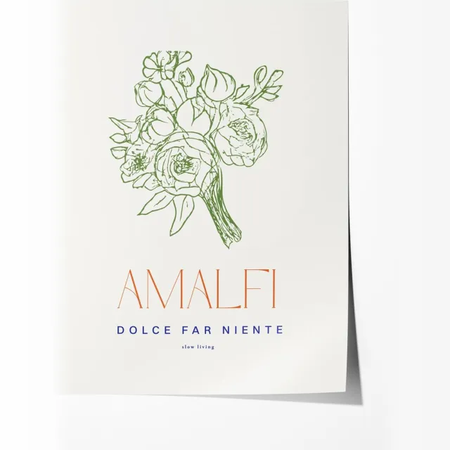 Amalfi Bloemenkunst Poster - Poster 60x80 cm - Sfeervolle Wanddecoratie voor Woonkamer & Slaapkamer - zonder lijst Multicolor