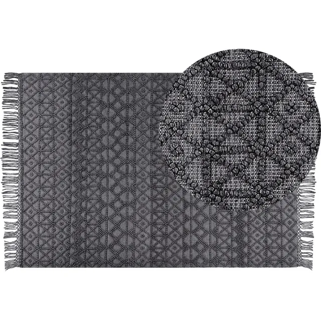 Beliani ALUCRA - Modern vloerkleed - Zwart - 160 x 230 cm - Wol