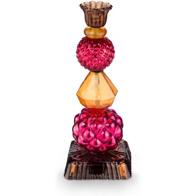 Pip Studio Kandelaar Bead - Rood / Geel - Glas - 23,5 cm Veelkleurig
