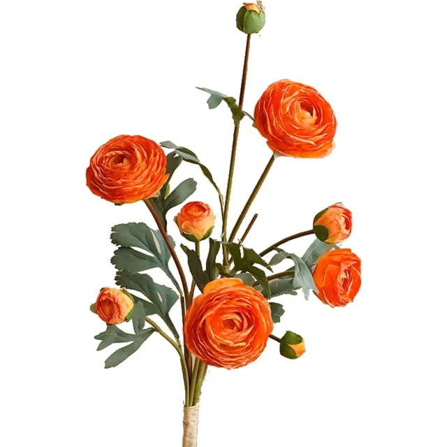 Globalgiftshop Steelbloem - kunstbloem Pioenroos 57 cm 7 knoppen oranje