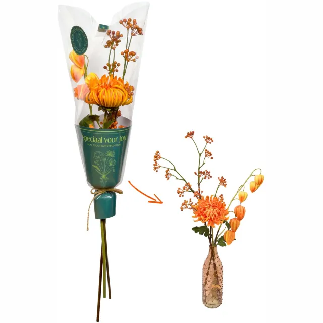 La Gràdh Herfstboeket - Kunstboeket - Herfst - Real Touch - kunstbloemen Oranje