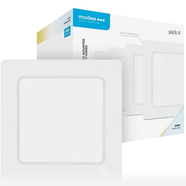 Modee LED Paneel Vierkant Opbouw - 12W - 1320lm - 12x3.7cm - 6000K - Koel Wit - 4 stuks