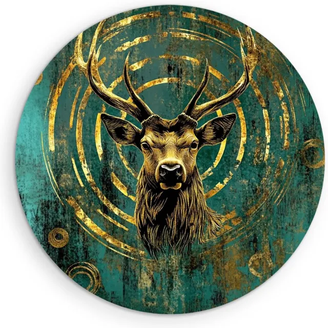 Saammp Forex Muurcirkel - Abstract Hert - Blauw - Natuur - Dieren - Ø 50 - Wandcirkel - Wanddecoratie Cirkel - Muurdecoratie Woonkamer - Slaapkamer decoratie - Rond Schilderij