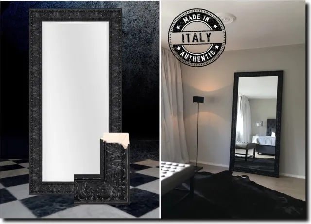 Barokspiegel® Made in Italy Barokke spiegel Sergio Hooglans zwart Hoogglans zwart