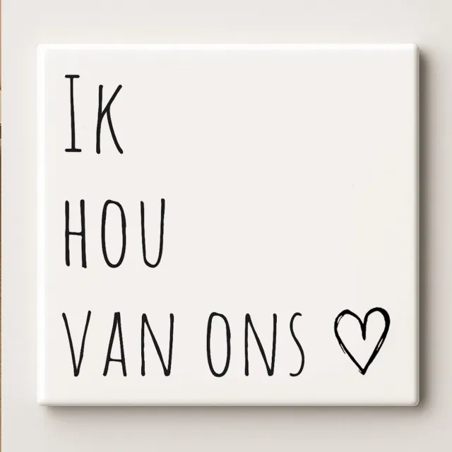 Nevolis Ik Hou van Ons Keramische Tegel – 15x15cm Romantische Minimalistische Wanddecoratie Cadeau voor Koppels & Woondecoratie