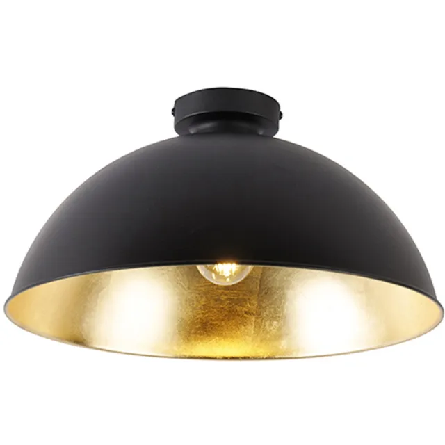 QAZQA magnax - Industriele Plafondlamp - 1 lichts - Ø 42 cm - Zwart Goud - Industrieel - Woonkamer | Slaapkamer | Keuken