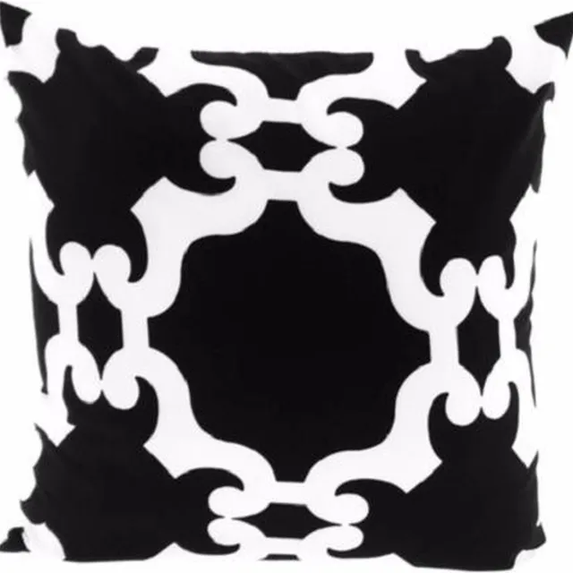 JUPITER HUISMERK Kussen - 45x45 cm - zwart/wit - Polyester - Katoen - incl. vulling. (Voorkant geprint, achterkant wit)