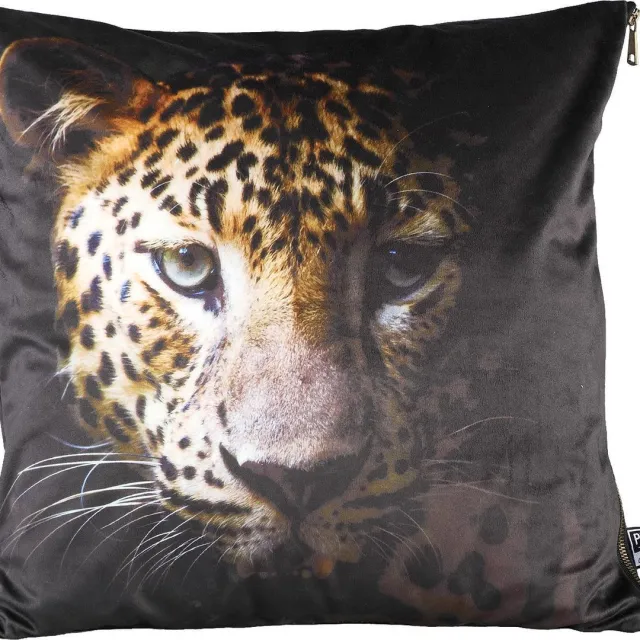 PTMD COLLECTION PTMD Raf Vierkant Kussen Panter - 45 x 10 x 45 cm - Velvet - Bruin