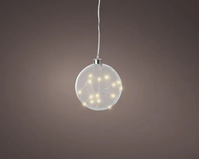 Cilgro LED Bal met verlichting glas 10cm warm wit licht decoratie. transparant