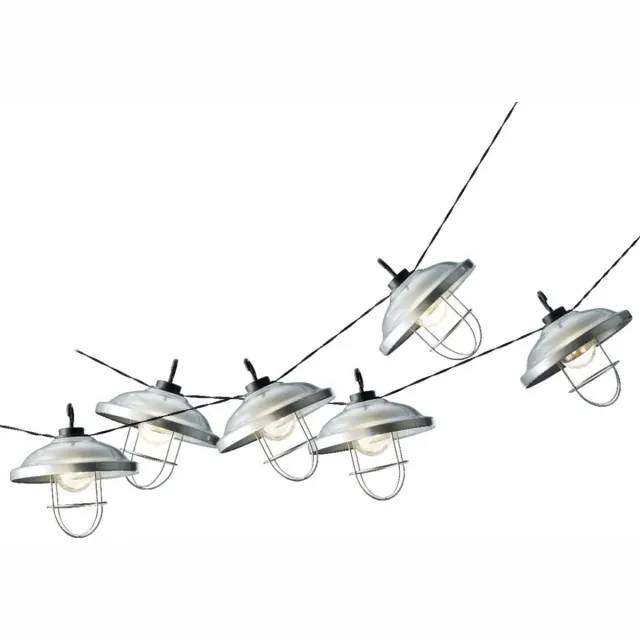 Decoris Lichtsnoer - 2x stuks - solar tuinverlichting - 2,5 meter - warm wit licht - 6 lampenkappen