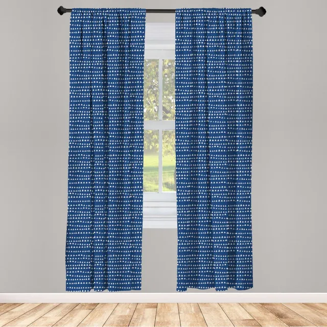 ABAKUHAUS Voorhangen 2x75x175 cm – microvezel – Marineblauw/Wit