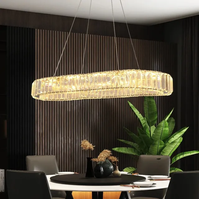 Questyr Luxe Ovale Kristallen Plafondlamp – GOLD – 70 cm – Moderne LED Kroonluchter – Dimbaar met Afstandsbediening – Premium Design chome / zilver