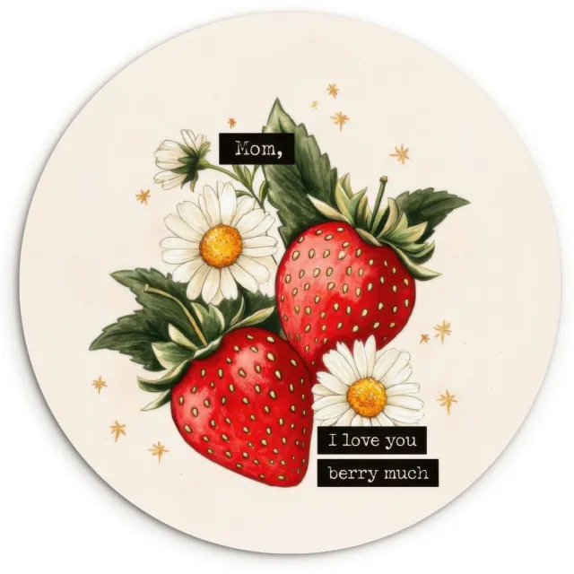 WallCircle Wandcirkel 60x60 cm - Muurcirkel Aardbeien - Madeliefjes - Quote - Sterretjes - Muurdecoratie woonkamer - Wanddecoratie slaapkamer - Kamer decoratie accessoires - Ronde schilderijen Aardbeien - Madeliefjes - Tekst