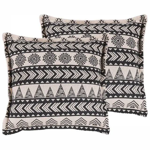 Beliani HENTEPE - Sierkussen set van 2 - Beige - 45 x 45 cm - Katoen