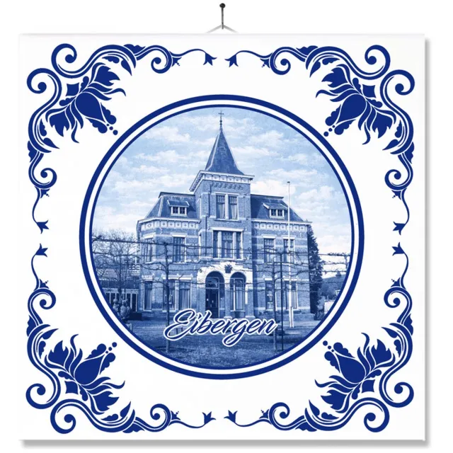 MC Living Tegel Met Opdruk | Eibergen | Delft Blauw | Cadeau | Inclusief Geschenkdoos | Standaard | Ophangsysteem Ontwerp 2