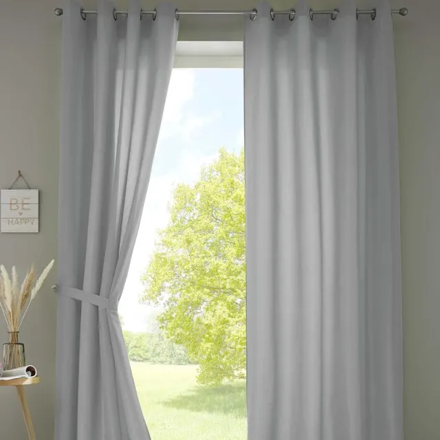Unyqoos Set van 2 lichtdoorlatende grijze gordijnen met elegante microsatijn stof grijs