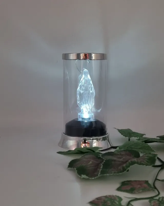 Subito Herdenkingslicht - SL3 - SOLAR - Maria - LED - Zilver - Koud wit - Windlicht - Graflantaarn - Grafdecoratie - Lantaren