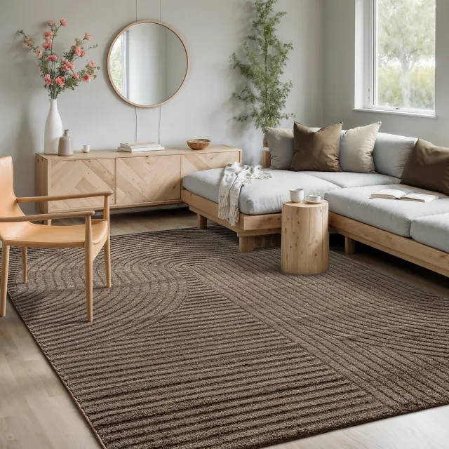 Mia´s Teppiche Mia's Teppiche Atlas – modern vloerkleed met 3D structuur & hoog-laag effect, zacht en stijlvol, bruin, 200 x 290 cm