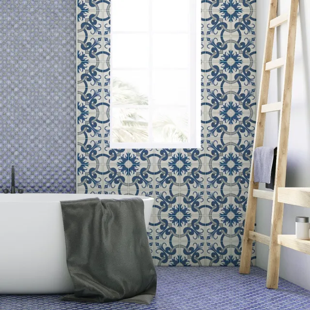 Ambiance Sticker Zelfklevende tegelmuurstickers voor keuken en badkamer - 24 tegelstickers, Azulejos Porzia-stijl - 24 stickers, 15x15 cm Multi color