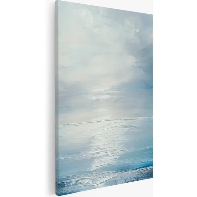 Saammp Canvas Schilderij - Landschap - Blauw - Abstract kunstwerk - 60x90 - Foto op canvas - Wanddecoratie - Muurdecoratie Woonkamer - Slaapkamer decoratie - Canvas Print Multicolor