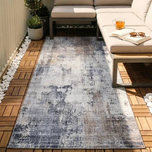 Fraai Wasbare loper - Domingo Grunge Taupe/Creme, foto 2