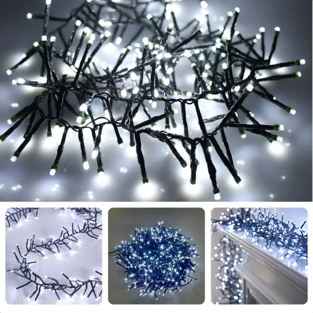 Cheqo Maxi Cluster Kerstverlichting - Kerstboomverlichting - Clusterverlichting - Kerstlampjes - 800 Led - Wit - Timer - Lichtfuncties - 12M - Voor Buiten