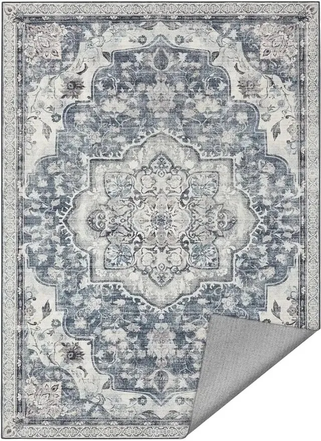 Songmics Tapijt - Kleed - Vloerkleed Rechthoek - Huiskleed - Woonkamer - Slaapkamer - Antislip - Laagpolig - Wasbaar - 170 x 120 cm - Vintage - Grijs