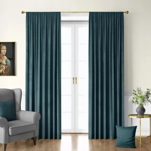 abcfirany.pl Velvet Gordijn 140x330cm - Semi-verduisterend, Turkse Blauw