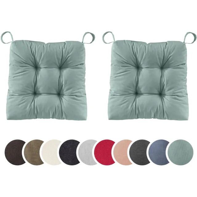 Sleepling set van 2 stoelkussens Basic 20 | 40 (voorkant) / 35 (achterkant) x 38 x 7 cm | zitkussen voor binnen en buiten | hoes van 100% polyester | met klittenband | Made in EU | turquoise turquoise; 2-delig