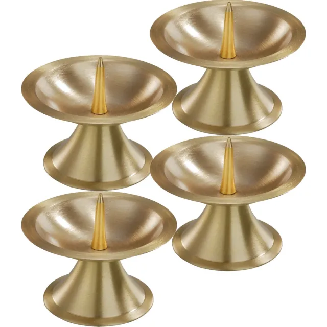 Trend Candles Luxe kaarsenhouder voor stompkaarsen - 4x - goud - metaal - voor kaarsen van 5-6 cm Goudkleurig