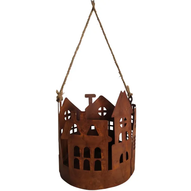 UNUS Hanglantaarn roest metaal met jute koord 20 cm Bruin
