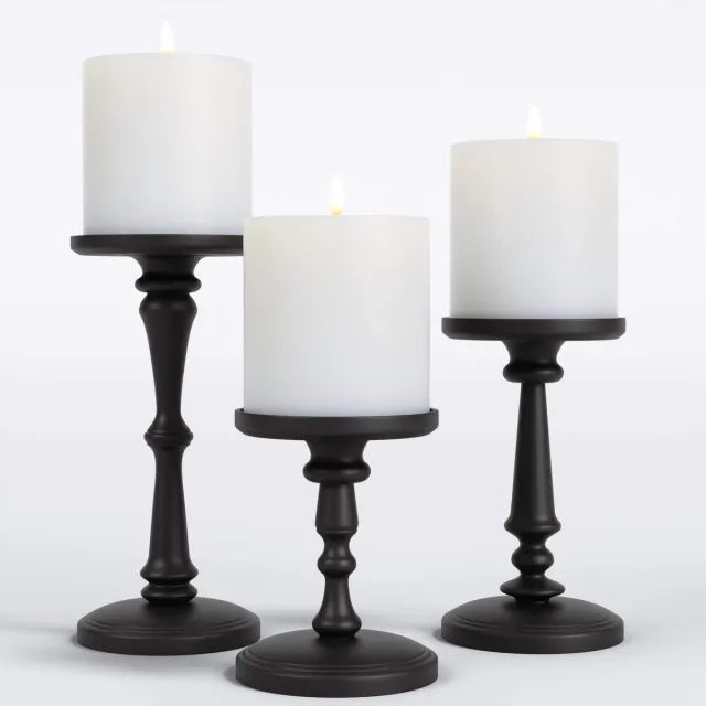 HB Design Co. Metalen kaarsenhouders, set van 3, matzwart, kaarsenhouders voor 3 pilaarkaarsen, middelpunt, zwarte kaarsenhouderset Wit, Zwart