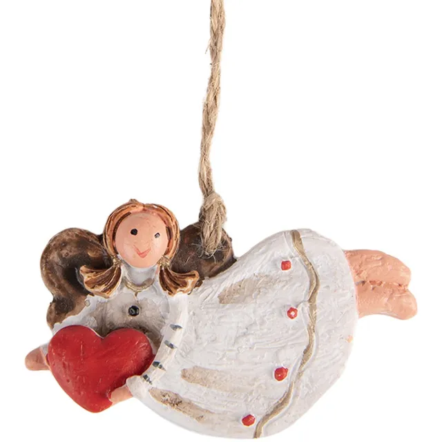 Clayre & Eef Kersthanger Engel 7x1x5 cm Wit Kunststof