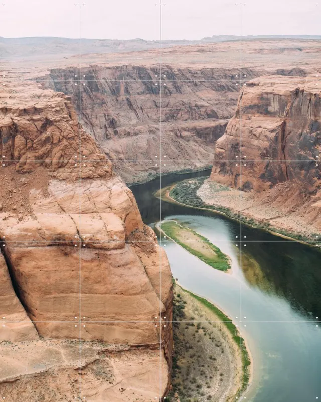 IXXI Horseshoe Bend, Pati Photography - 80 x 100 cm - Grote wanddecoratie en posters - Fotografie, Naturalisme, Woonkamer, Slaapkamer, Bergen, Natuur Bruin / Warme kleuren