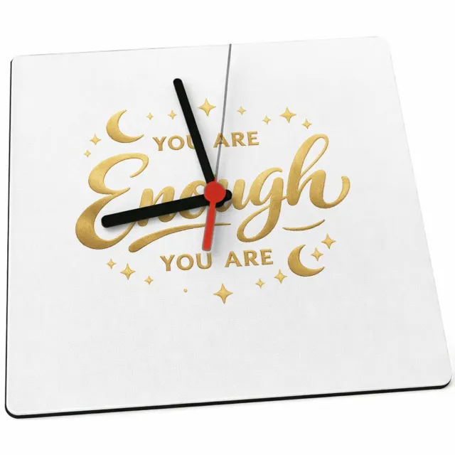 Mr Cadeautjes Klok 19 x 19 - design Minimalistische affirmatie met sterren en zachte glansaccent | cadeau Wit
