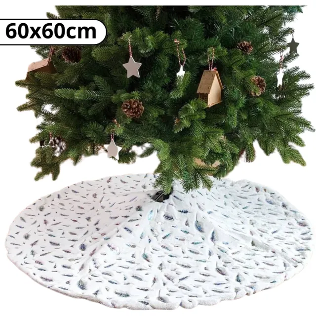 Nivard Kerstboomrok Voor Kunstboom - Kerstboomkleed - Kerstboom Mand - Kerstkleed - Kerstboomring - Kerstrok - Kerstboomdeken - Kerstboomrok - Rond 90cm Wit
