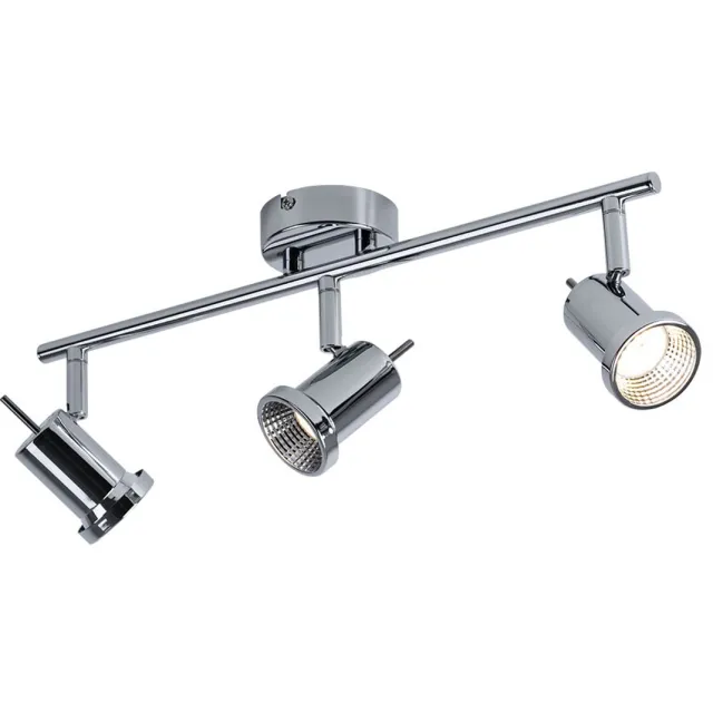 Wofi Plafondlamp 3 vlammen LED plafondlamp verlichting track plafondspot met beweegbare spots, zwenkbare spot, 3x LED 5W 400lm warm wit, L 43 cm zilver