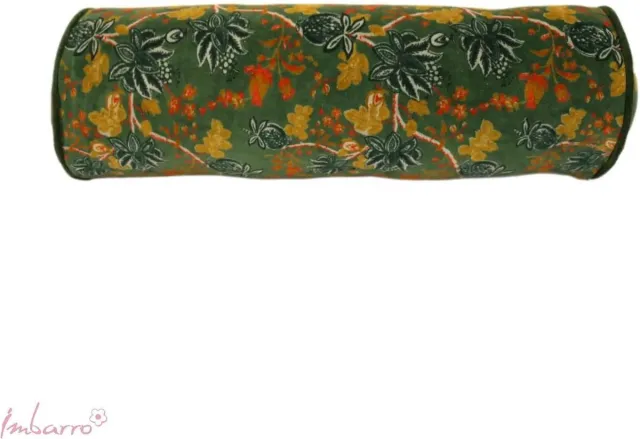 Imbarro Kussen - Sierkussen - Colette - Rolkussen - Green - 100 % katoen velvet - 50xØ17 CM Groen