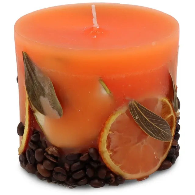 Rawa Geschenken Potpourri geurkaars Orange met een zachte noot van sinasappel en koffie - 10x9 cm handgemaakte geurkaars oranje