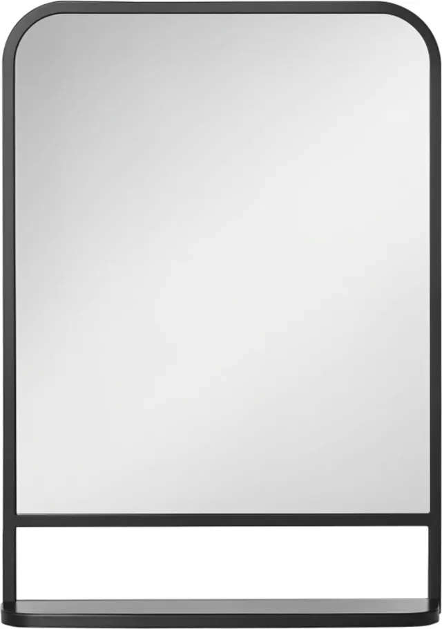 ZYLARO Wandspiegel - Metalen frame - Afgeronde randen - 1 plank - 70 x 10,2 x 50 cm - Zwart en zilver