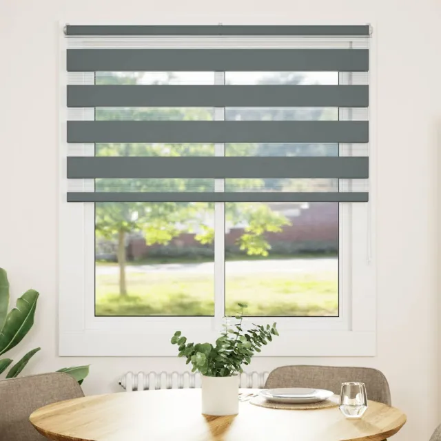 vidaXL Zebra rolgordijn 130x100 cm stofbreedte 125,9 cm donkergrijs