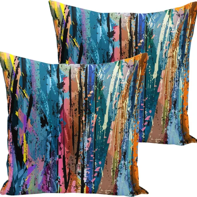 De Groen Home Bedrukt Kussenhoes Waterverf - Kussensloop - Sierkussenhoes - Velvet - hoes voor sierkussens set van 2 stuks- 45x45 cm - Velvet - Aan beide zijden bedrukt Blauw