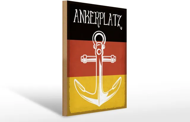 Femer Holzschild Hinweis 30x40cm Deutscher Ankerplatz Schiff See schwarz, rot gold weiß