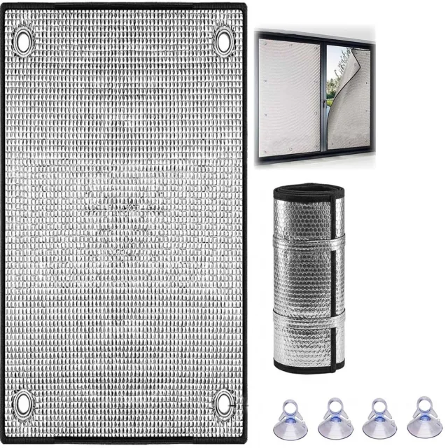 SNQ 1 stuk - Zonwerende en warmte-isolerende folie - 80x100 cm - Thermische Isolatiefolie voor Camperraam en Dakraam - Aluminiumfolie Hitte Reflecterend - Verduisterend - Herbruikbaar - Met Zuignappen - Voor Deur, Slaapkamer en Thuis - Grijs Zilver