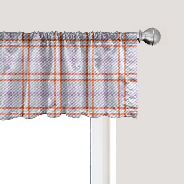 ABAKUHAUS geruite raamvalletje, gordijnvalletje voor keuken en slaapkamer met tunnelzoom, 137 cm x 30 cm, lavendel en gebrand sienna Lavendel en gebrande sienna