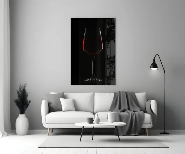 Insigne Art Glasschilderij – Wijn – Luxe Wanddecoratie voor Woonkamer - Keuken of Eetkamer - 90x60x0.4 cm Zwart