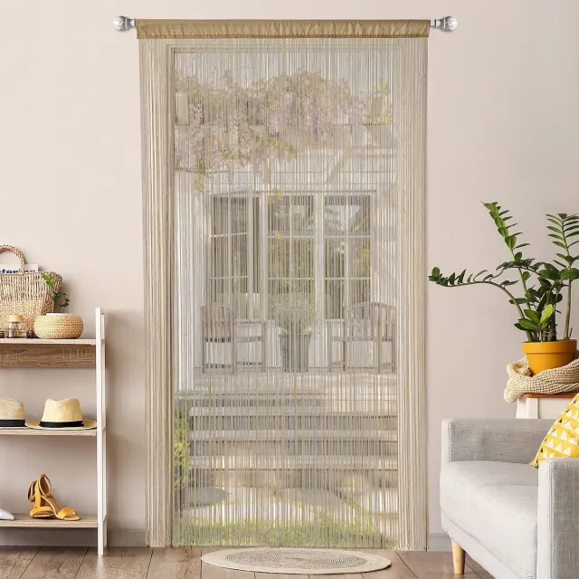 Unyqoos Elegant Bruin Draadgordijn voor Balkondeuren en Ruimteverdeling 90 x 245 cm